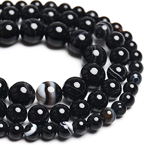 35 Stück 10 mm schwarzer Streifenachat, natürlicher Edelstein, runde lose Perlen zur Schmuckherstellung 35 Stück 10 mm schwarzer Streifenachat, natürlicher Edelstein, runde lose Perlen zur Schmuckherstellung von generic