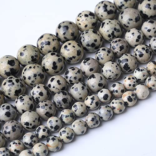36 Stück 10 mm natürliche Dalmatiner-Jaspis-Steinperlen, Energieheilungsperlen für die Herstellung von DIY-Schmuck, Armbändern und Halsketten, für die Schmuckherstellung, 38,1 cm von generic