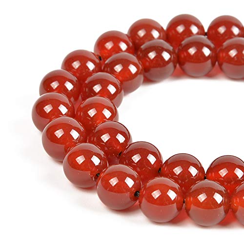 36 Stück 10 mm natürlicher Karneol-Edelstein, runde Abstandshalter, lose Steinperlen zur Schmuckherstellung, 39,4 cm, 1 Strang (Karneol, 10 mm, 36 Perlen) von generic
