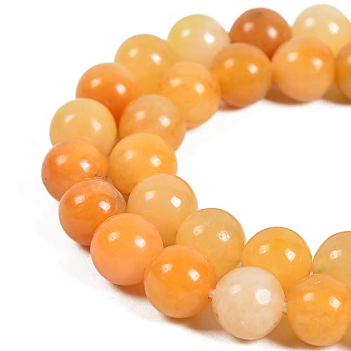 36 Stück 10 mm natürlicher gelber Aventurin-Edelstein, runde Abstandshalter, lose Steinperlen für Schmuck (gelber Aventurin, 10 mm, 36 Perlen) von generic