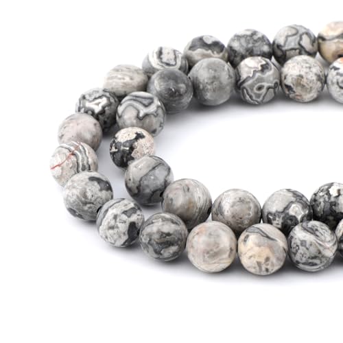 36 Stück natürliche, echte, runde, lose Steinperlen, Edelstein-Abstandshalter, 39,4 cm pro Strang, 10 mm (Kartenjaspis, 10 mm) von generic