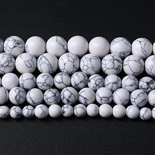38 Stück 10 mm Natursteinperlen, weißer Türkis, Edelstein, runde lose Perlen zur Schmuckherstellung, Kristall-Energiestein, Heilkraft, DIY-Armbänder (10 mm, weißer Türkis) von generic