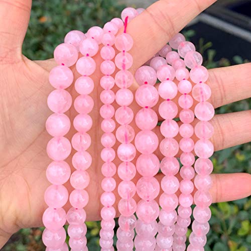 4 Stränge natürlicher Rosenquarz, rosa Kristall, Heilstein, 4 mm (0,16 Zoll), kleine runde Perlen, Edelstein-Abstandshalter (356–376 Stück), für die Schmuckherstellung, 6540-4 von generic
