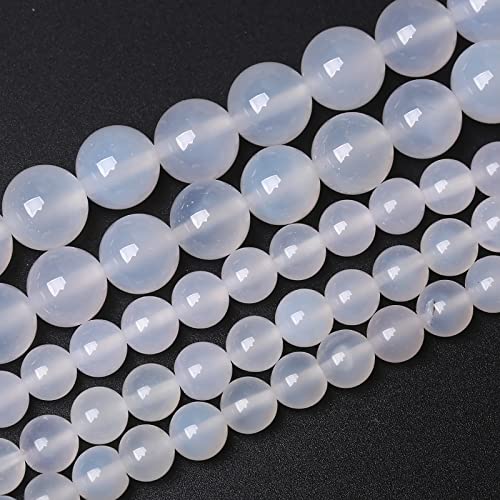 4 mm, 90 Stück 7A natürliche weiße Achat-Steinperlen zur Schmuckherstellung, DIY-Kristallperlen (weißer Achat, 4 mm) von generic