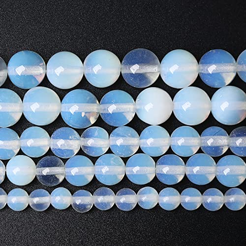 4 mm, 90 Stück AAA-Natursteinperlen, weißer Opal, runde, lose Kristallperlen für die Schmuckherstellung, DIY-Armband (4 mm, weißer Opalstein) von generic
