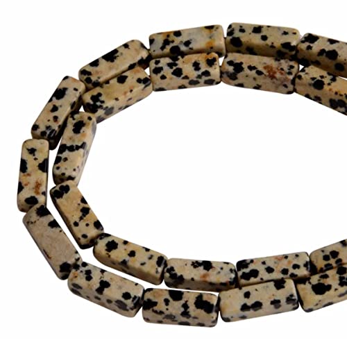 4 x 13 mm Naturstein, dalmatinische rechteckige Säulen, Röhren, Zylinder, Abstandshalter, lose Perlen, Edelstein für DIY-Armbänder, Halsketten, Schmuckherstellung, Strang, 38,1 cm (28–30 Stück) von generic