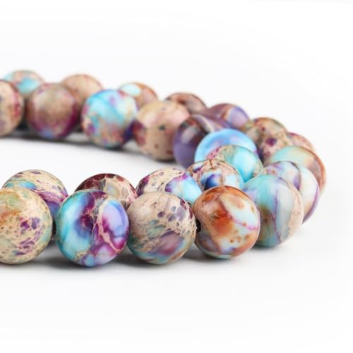 45–47 Stück 8 mm natürliche Galaxy-Meeressediment-Jaspis-Perlen, runde Halbedelstein-Kristallperlen zur Schmuckherstellung von generic