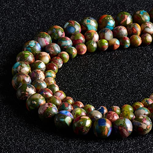 45 Stück 8 mm große Perlen aus natürlichem Edelstein, farbenfroher Meeressediment-Jaspis-Türkis, runde lose Perlen zur Schmuckherstellung mit Kristall-Stretchkordel 45 Stück 8 mm große Perlen aus natürlichem Edelstein, farbenfroher Meeressediment-Jaspis-Türkis, runde lose Perlen zur Schmuckherstellung mit Kristall-Stretchkordel von generic