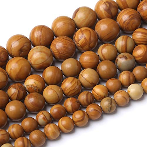 45 Stück 8 mm natürliche Holzmaserung Jaspis Steinperlen runde Form geeignet für Schmuck DIY Armband 15 Zoll von generic