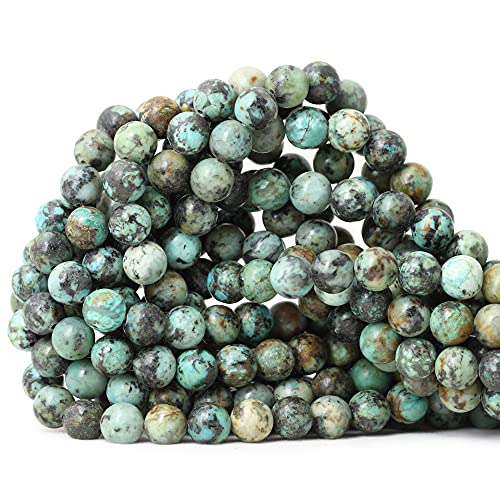 45 Stück 8 mm natürlicher afrikanischer Türkis-Stein, Edelstein, rund, lose Perlen für die Schmuckherstellung, DIY-Armband, Halsketten, Materialien, 1 Strang, 38,1 cm von generic