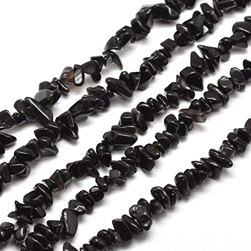 5–8 mm natürliche schwarze Obsidian-Chips-Perlen, unregelmäßige Chip-Steine, lose Edelsteine, Energieheilungsperlen zur Schmuckherstellung, Strang 30 Zoll 5–8 mm natürliche schwarze Obsidian-Chips-Perlen, unregelmäßige Chip-Steine, lose Edelsteine, Energieheilungsperlen zur Schmuckherstellung, Strang 30 Zoll von generic