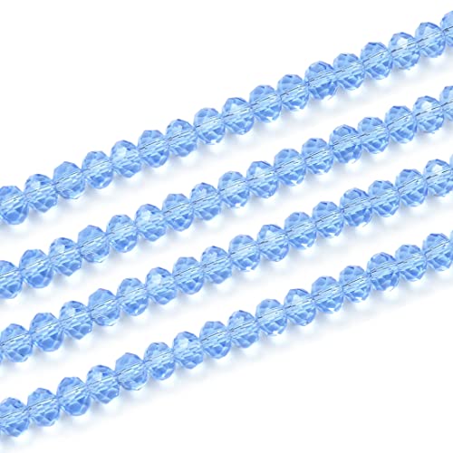 5 Stränge tschechische facettierte Rondelle-Kristallglasperlen, lose 6 mm, Abstandshalter, Bulk, helles Saphirblau (420–430 Stück), für die Herstellung von Schmuck zum Selbermachen von generic