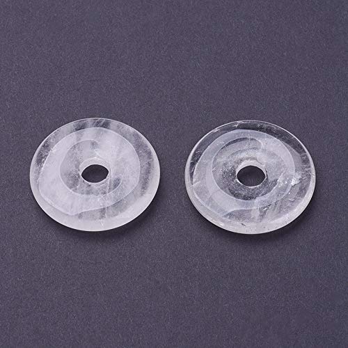 5 Stück natürliche Quarzkristall-Donut-Scheibenanhänger, 29–30 mm, großes Loch, heilende Chakra-Kreismünze, Edelsteinperlen-Anhänger für die Schmuckherstellung von generic