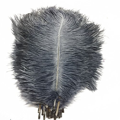 50 Stück, natürliche Straußenfedern, 30–35 cm, für Hochzeit, Kleidung, Party, Dekoration, DIY (grau) von generic