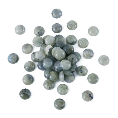50 Stück natürliche Labradorit-Cabochon-Stein-Halbrundperlen 12 mm, flache Rückseite, Edelstein, Chakra-Heilkristall, Abdeckungen für die Schmuckherstellung von generic