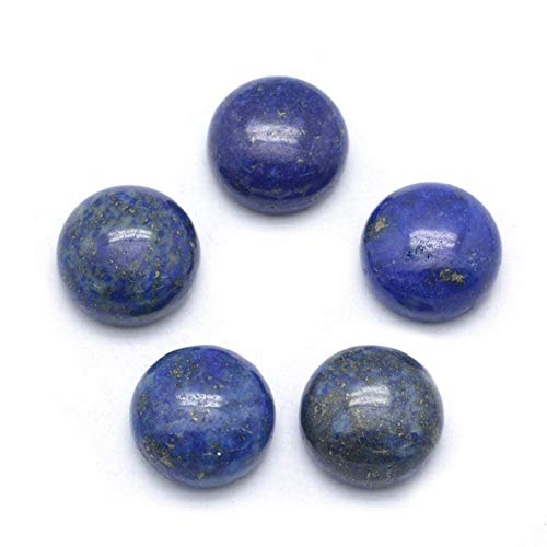 50 Stück natürliche Lapislazuli-Cabochon-Stein-Halbrundperlen 10 mm, flache Rückseite, Edelstein, Chakra-Heilkristall, Kuppelabdeckung, Cabs zur Schmuckherstellung von generic