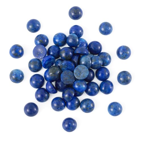 50 Stück natürliche Lapislazuli-Cabochon-Stein-Halbrundperlen 6 mm, flache Rückseite, Edelstein, Chakra-Heilkristall, Kuppelabdeckung, Cabs zur Schmuckherstellung von generic