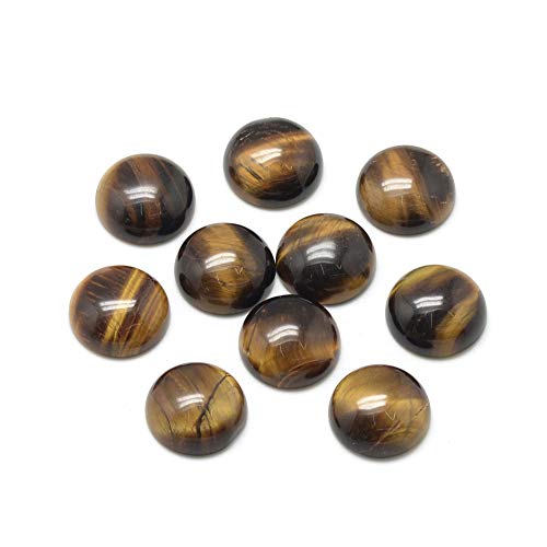 50 Stück natürliche Tigerauge-Cabochon-Stein-Halbrundperlen 6 mm, winzige flache Rückseite, Edelstein, Chakra-Heilkristall, Abdeckungen für die Schmuckherstellung von generic