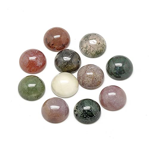 50 Stück natürliche indische Achat-Cabochons, bunte Steine, halbrunde Perlen, 10 mm, flache Rückseite, Edelstein, Chakra-Heilkristall, Kuppelabdeckung, Cabs zur Schmuckherstellung von generic