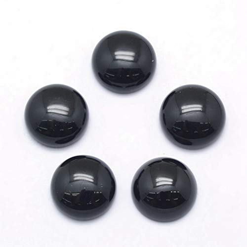 50 Stück natürliche schwarze Achat-Cabochons, halbrunde Perlen, 12 mm, flache Rückseite, Edelstein, Chakra-Heilkristall, Kuppelabdeckung, Cabs zur Schmuckherstellung von generic