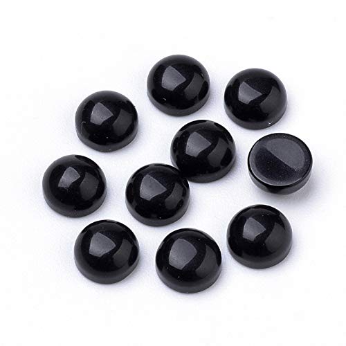 50 Stück natürlicher schwarzer Achat-Cabochon, halbrunde Perlen, 6 mm, flache Rückseite, Edelstein, Chakra-Heilkristall, Kuppelabdeckung, Cabs zur Schmuckherstellung 50 Stück natürlicher schwarzer Achat-Cabochon, halbrunde Perlen, 6 mm, flache Rückseite, Edelstein, Chakra-Heilkristall, Kuppelabdeckung, Cabs zur Schmuckherstellung von generic