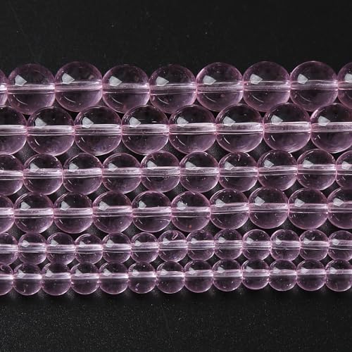 6 mm, 60 Stück, glatte rosafarbene Glasperlen, Quarzkristall, runde lose Perlen für die Schmuckherstellung, DIY-Armband, Halskette von generic