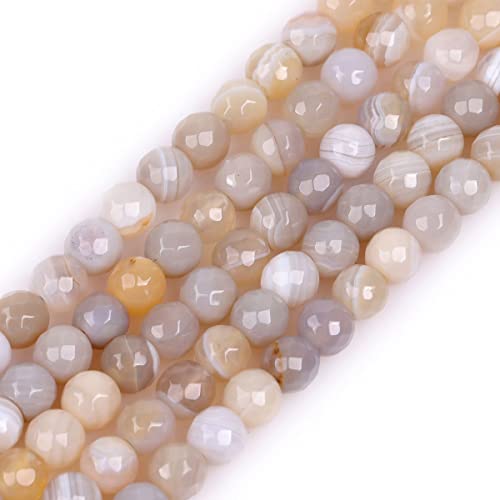 6 mm grauer Onyx-Achat, facettierte Naturstein-Runde Perlen – 15 Zoll Edelsteinstrang zur Schmuckherstellung DIY von generic