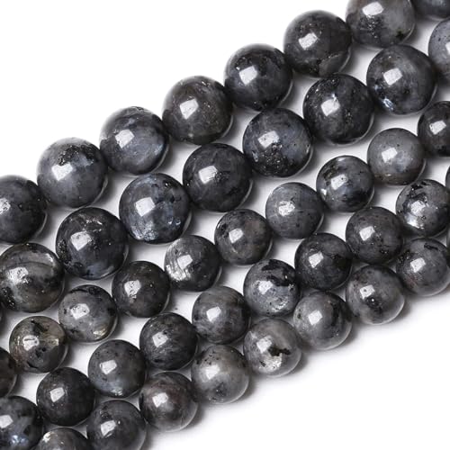 6 mm natürlicher Larvikit, schwarzer Labradorit, Edelstein, runde, lose Perlen zur Schmuckherstellung (58–62 Stück/Strang) von generic