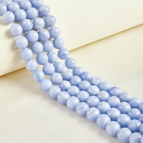 60 Stück 6 mm natürlicher blauer Spitzenachat, natürlicher Edelstein, runde lose Perlen zum Basteln und zur Schmuckherstellung von generic
