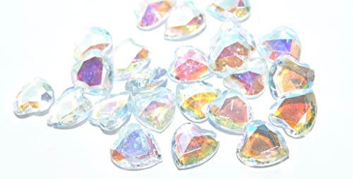 60 stk Cabochons Herz facettiert flacher Rücken Crystal Ab 2Xside Böhmische Glasperlen, Cabochons Heart Faceted Flat Back-CRYSTAL AB 2XSIDE von generic