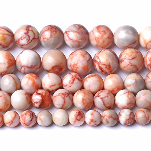 6MM 60PCS Naturstein Rot Netzwerk Jasper Lose Perlen für Schmuck Machen DIY Armband von generic