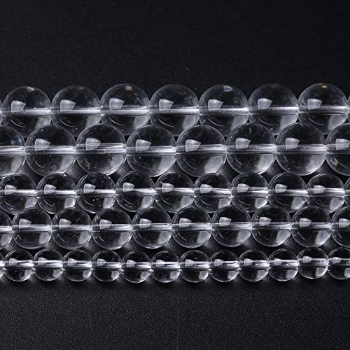 72 Stück 10 mm weiße Kristallquarz-Glasperlen, Naturstein, runde lose Perlen für die Schmuckherstellung, DIY-Armband, Halskette, 2 Stränge, 81,3 cm von generic