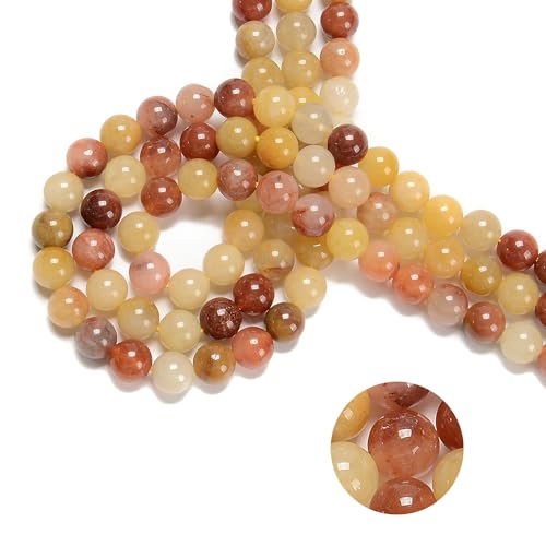 74 Stück (2 Stränge/Set) 10 mm goldene Jade, glatte, runde Natursteinperlen der Güteklasse AAA, echte lose Edelsteine für die Herstellung von Armbändern/Schmuck von generic