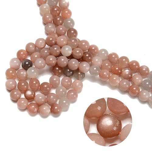 74 Stück (2 Stränge/Set) 10 mm mehrfarbiger Pfirsichmondstein, glatt, AAA-Qualität, runde Natursteinperlen, echte lose Edelsteine für die Herstellung von DIY-Armbändern/Schmuck von generic