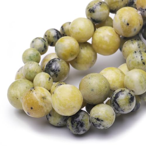 8 mm Natursteinperlen zur Schmuckherstellung, gelb-türkisfarbene, polierte, glatte, runde Edelsteinperlen für Armband und Halskette, 38,1 cm (449, ki) von generic