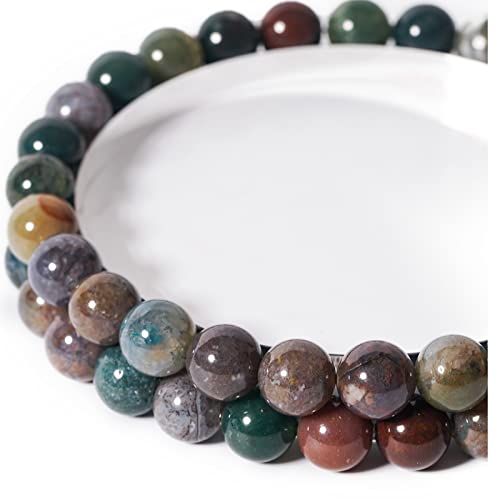 8 mm natürliche runde indische Achatperle – 45 Stück Edelsteinperlen zur Schmuckherstellung, DIY-Armbänder, Halsketten von generic