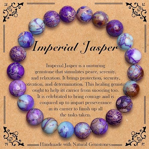 8 mm natürliches Stretch-Armband aus Imperial-Jaspis für Unisex, elastisches Armband aus Heilkristall-Edelsteinen, Geschenk zum Stressabbau für Männer und Frauen von generic