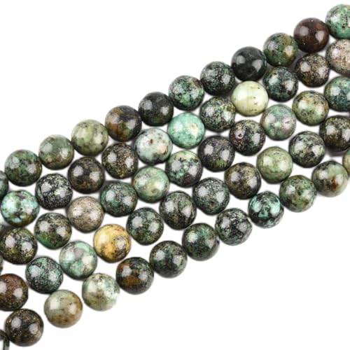 8 mm runde afrikanische Türkisperlen zur Schmuckherstellung, natürlicher Edelstein, Halbedelstein, Strang 15 Zoll (45–47 Stück/Strang) (1495,oo) von generic