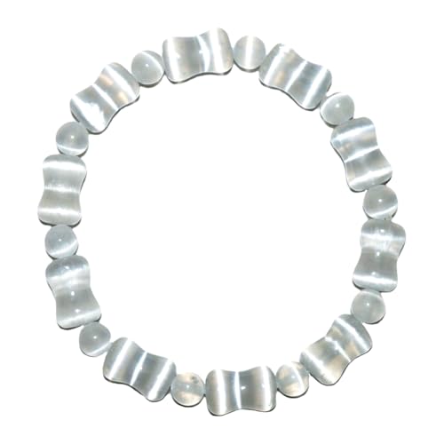 8 mm weißes Bambus-Selenit-Armband – Naturstein mit Knotendesign, handgefertigter Heilschmuck, verstellbar 6,5–7,5 Zoll, inklusive Perlenset von generic