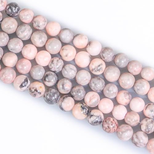 8mm Pink Zebra Jade Naturstein Edelsteinperlen Polierte runde Schmucksteine zum Auffädeln Schmucksteine Steinperlen für Armbänder Ketten DIY Schmuck Basteln von generic