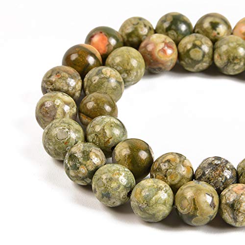 90 Stück 4 mm natürliche Edelstein-Abstandshalter, lose Steinperlen zur Schmuckherstellung, 39,4 cm, 1 Strang (Rhyosit, 4 mm, 90 Perlen) von generic