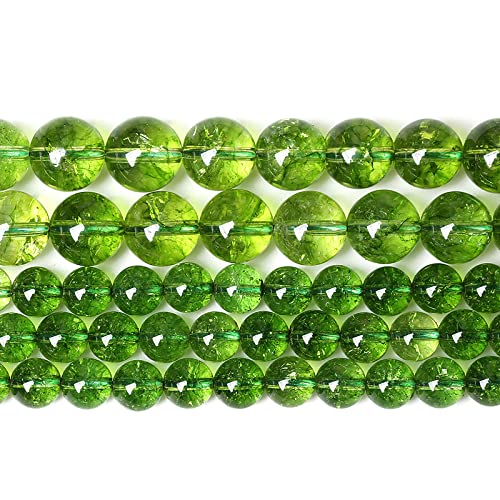 90 Stück 4 mm natürliche grüne Peridot-Kristallperlen zur Schmuckherstellung, rund, lose Abstandshalter, Kristall, DIY-Armband, Halskettenzubehör (grüner Peridot-Kristall, 4 mm) von generic