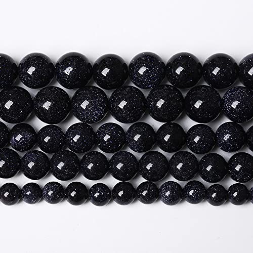 90 Stück 4 mm sternenklare blaue Sandstein-Edelsteinperlen, Naturstein, runde lose Perlen für die Schmuckherstellung, DIY-Armband, Halskette, 38,1 cm (blauer Sandstein, 4 mm) von generic