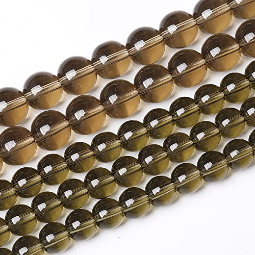 90 Stück 8 mm Rauchkristallquarz-Glasperlen, Naturstein, runde lose Perlen für die Schmuckherstellung, DIY-Armband, Halskette, 2 Stränge, 81,3 cm von generic