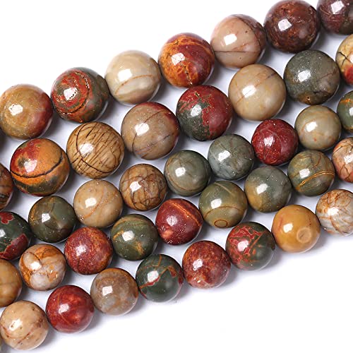 90 Stück 8 mm natürliche Picasso-Jaspis-Perlen, Heilsteine, runde lose Edelsteinperlen für die Schmuckherstellung, DIY-Armband, Halskette, 81,3 cm, 2 Stränge (409,00 kw) von generic