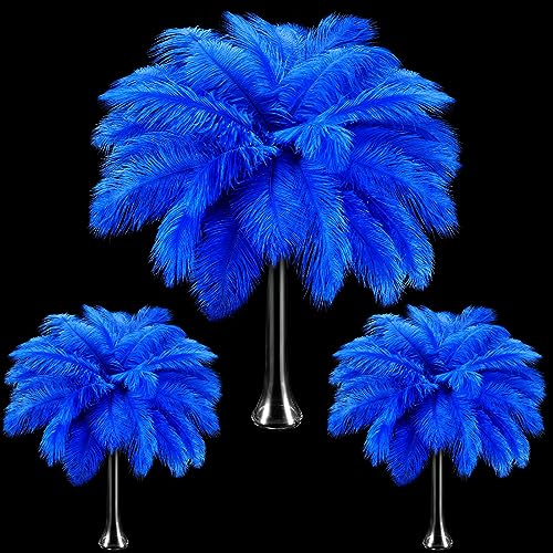 90 Stück große natürliche Straußenfedern, 35–40 cm, 30–35 cm, 25–30 cm, Straußenfedern für Tafelaufsätze bei Hochzeiten (blau) von generic