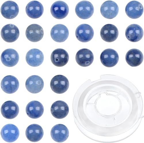 90 Stück natürliche Kristallperlen, Stein, Edelstein, rund, Energieheilung, lose Perlen mit Stretchkordel zur Schmuckherstellung, Armbänder, Fußkettchen (blauer Aventurin, 10 mm, 90 Stück) von generic