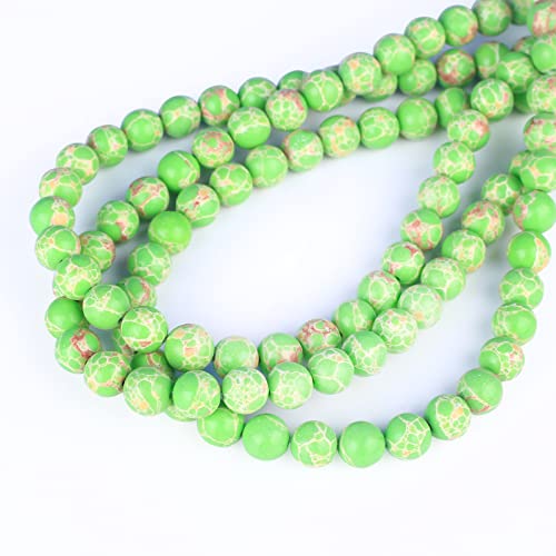93 Stück 4 mm natürlicher grüner echter Meeressediment-Jaspis, glatte Imperial-Jaspis-Perlen, runde Abstandshalter, lose Steinperlen zur Schmuckherstellung, 38,1 cm, 1 Strang von generic