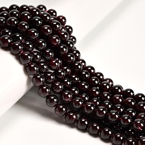 95 Stück (2 Stränge) 8 mm natürliche rote Granatsteinperlen aus Mosambik, heilende Edelsteinperlen für Schmuckarmbänder und Ohrringe, DIY von generic