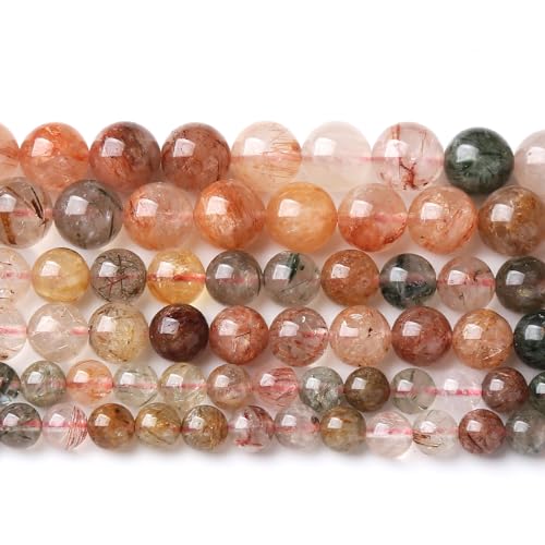 A+ Bunte Rutilquarz-Kristallperlen, Naturstein, runde lose Perlen für die Schmuckherstellung, DIY-Armband, Halsketten-Zubehör, 10 mm, 36 Stück A+ Bunte Rutilquarz-Kristallperlen, Naturstein, runde lose Perlen für die Schmuckherstellung, DIY-Armband, Halsketten-Zubehör, 10 mm, 36 Stück von generic